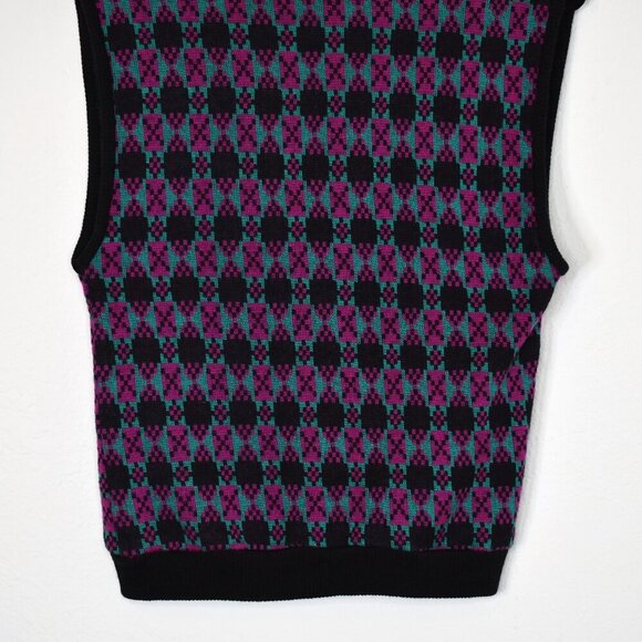 Crazy Horse Girl Argyle Sweater Vest Sz L Button Front Preppy Academia 90s VTG - Picture 9 of 14